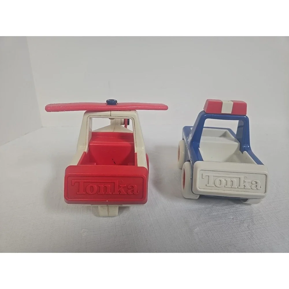 Vintage Tonka Mini Mighty Police Cruiser & News 3 Helicopter 1980s